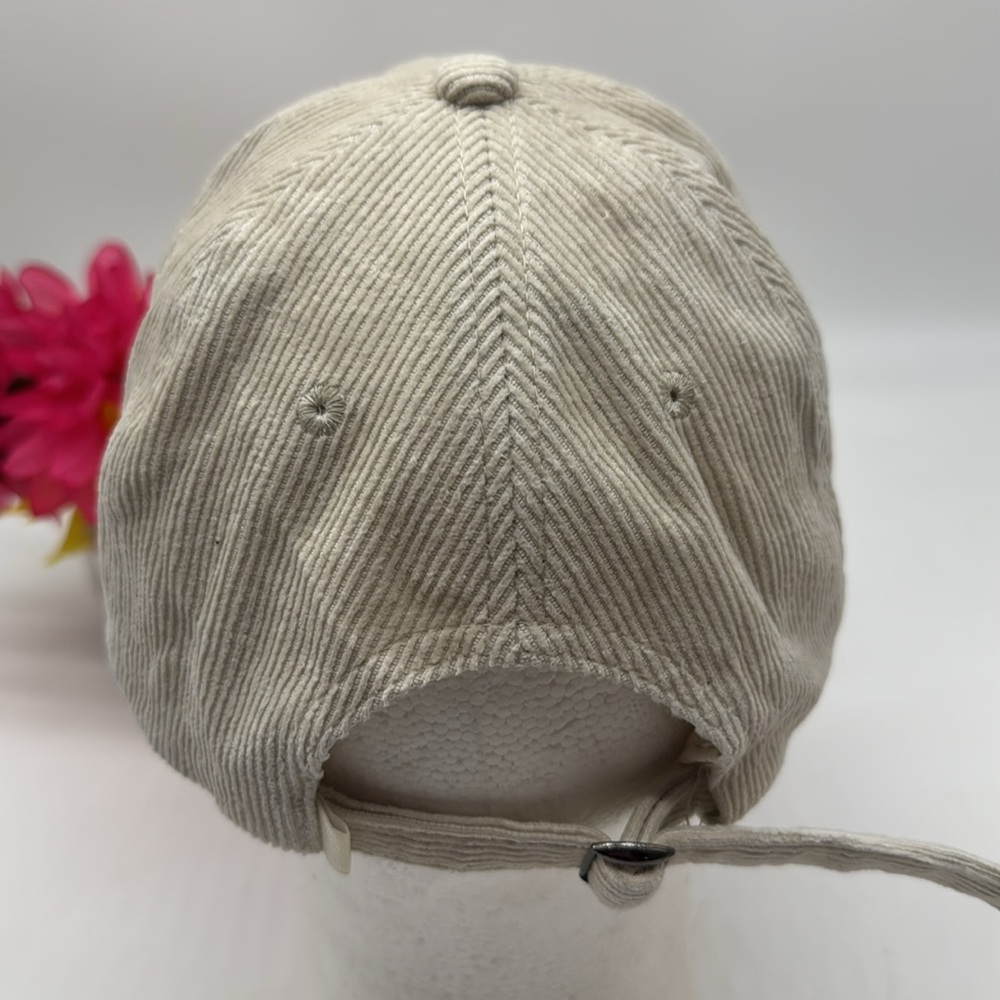 Cream Ribbed Baseball Cap HT9054 - Picture 3 of 4
